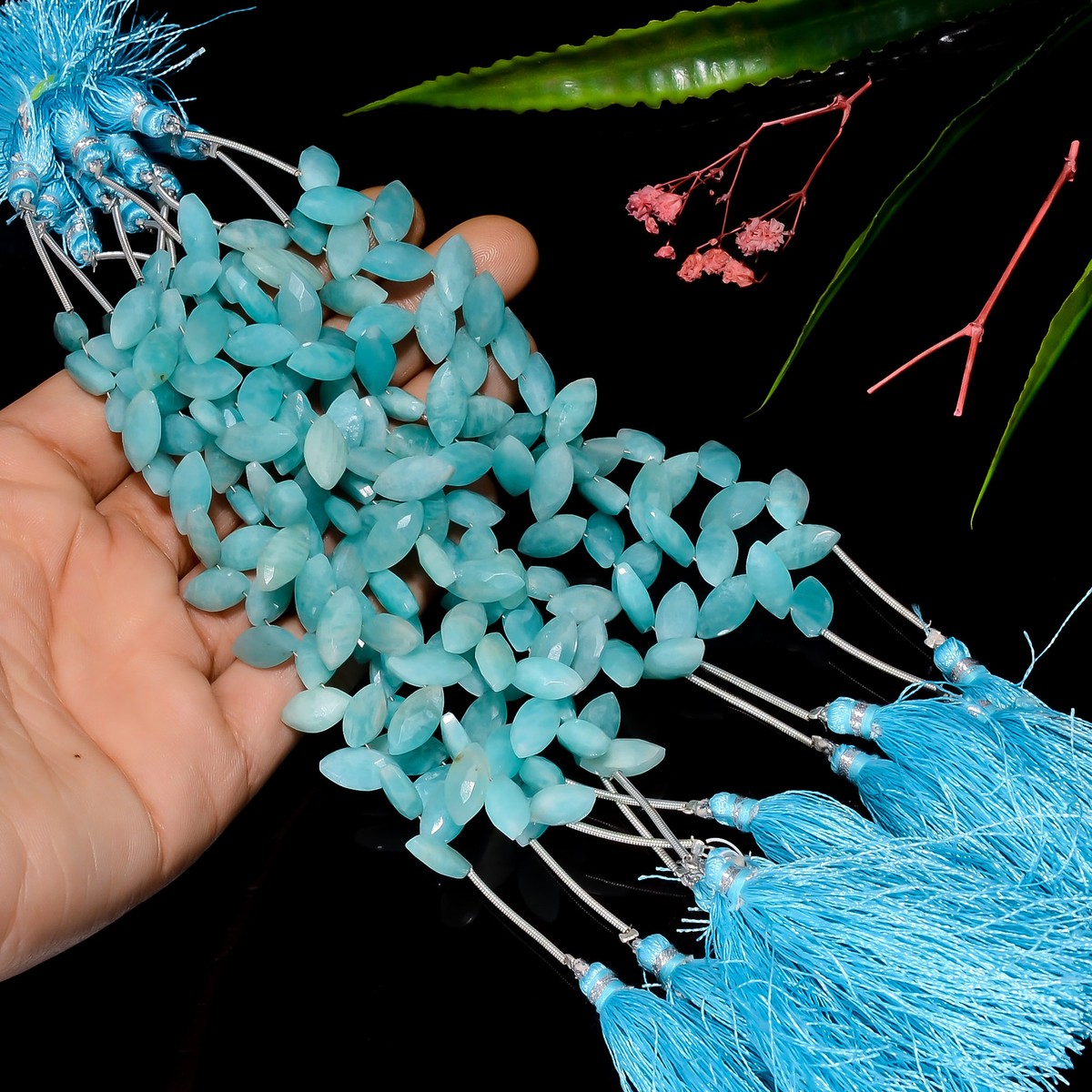 Natural Amazonite Gemstone Marquise Shape Faceted Beads 12X5X4mm Strand  EB885