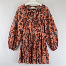 $695 Ulla Johnson Dark Floral Sefia Silk Mini Dress Sz 0 Amaryllis Corset Boning