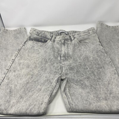 Wellen Jeans Schnee Grau Acid Patchwork, Stil Elsa Fit Mom W32 Uk Größe 14 Baumwolle