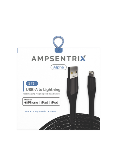 AmpSentrix - 3 Ft MFI Lighting To USB Type A Cable (Alpha) (Black) - Picture 3 of 3