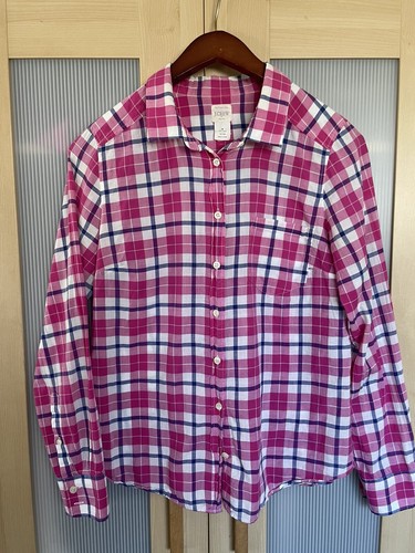 J. Crew Factory Store Size M Long Sleeve Button-Down Shirt pink Blue Red plaid