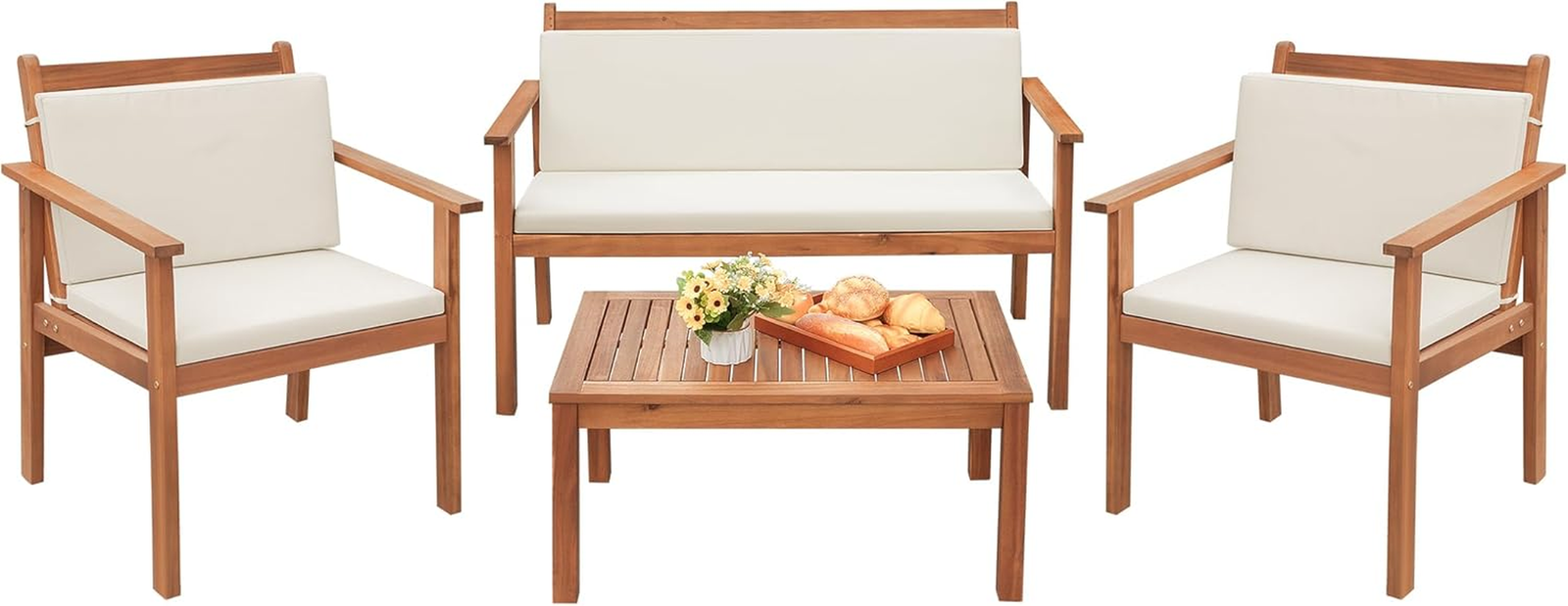 Greesum 4 Piece Patio Bistro Set Patio Furniture Outdoor Chat Table Chair Set wi