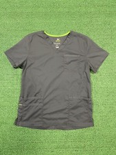 Landau Care Flex Unisex Size M Modern Fit Gray Short Sleeve V Neck Scrub Top