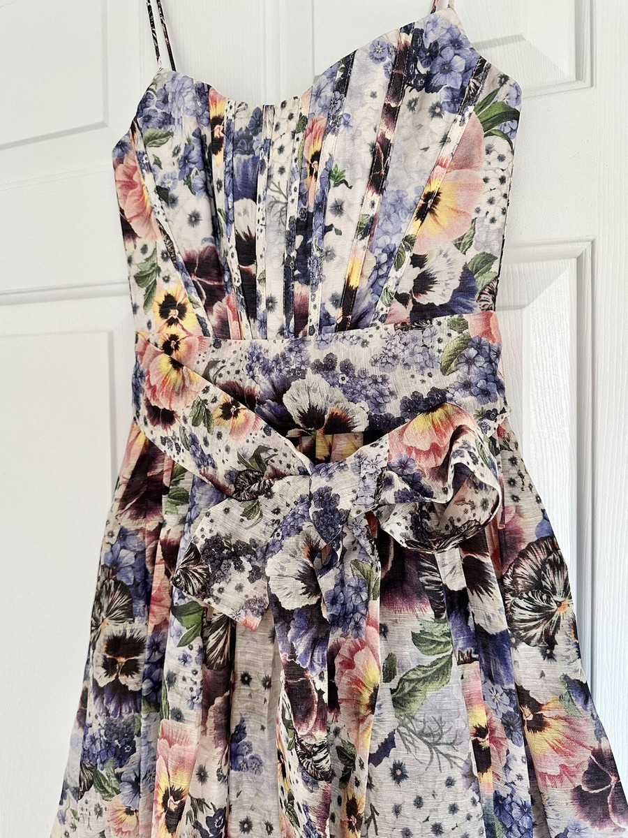 NWOT $1,450 Zimmermann Tama Corset Midi Floral Silk Dress