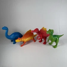 Ankyo Lot Of 4 Dinosaur Pretend Play Red Orange Green Blue 8" Assortment