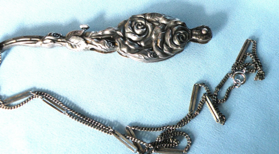 ART NOUVEAU ANTIGUO LORGNETTE Unger Brothers ROSAS Marcado 925 Foto 4 de 4