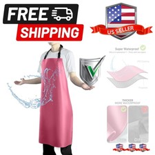 Waterproof Apron with Comfortable Adjustable Bib Rubber Vinyl Dishwasher Heav...