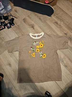 VTG T Shirt Mens XLarge Brown Ringer Hummingbird Nature Graphic USA Made Belton