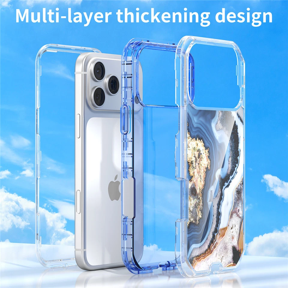 For iPhone 17 Pro Max 16 15 14 13 11 Luxury Marble Shockproof Rugged Case Cover - Image 3 of 4
