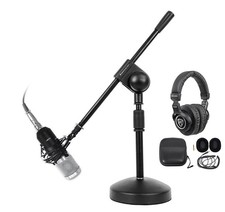 Rockville PC Gaming Streaming Twitch Bundle: RCM01 Microphone Headphones Stand
