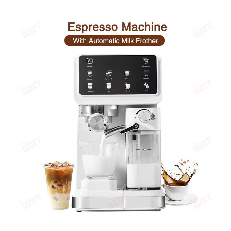 New!51MM Coffee Machine with Automatic Milk Frother 1.5L Water Tank Plastic - Image 3 of 4
