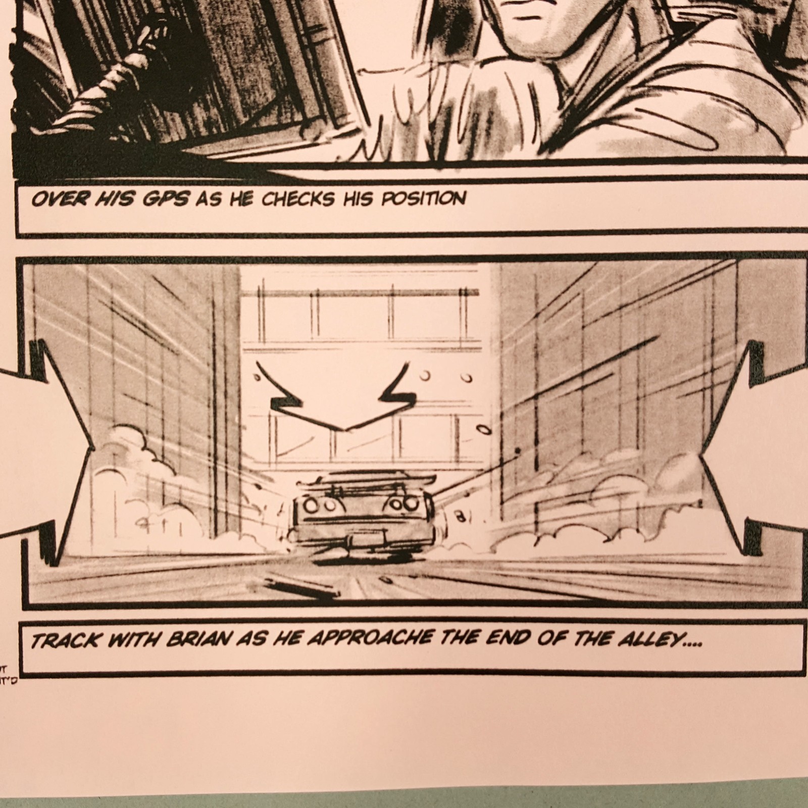 Image 9 of Fast and Furious 4 Production Used Storyboard, Brian Races Through Alley p73 COA