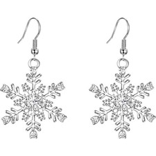 Snowflake Earring for Women Austrian Crystal Winter Party Flower Snowflakes P...