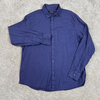 Marc Anthony Button Up Shirt Men's Large Blue Long Sleeve Slim Fit Luxury