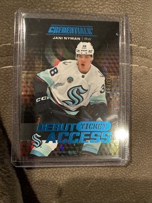 25-26 JANI NYMAN RC /199 UPPER DECK CREDENTIALS DEBUT TICKET ACCESS BLUE #136