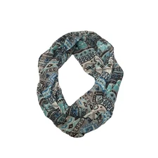 ScarfBoho Pattern Geometric Print Infinity Scarf Y2K Teal Lightweight Loop Cute