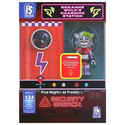FNAF Security Breach Roxanne Wolf Charging Station 124pc Buildable Set Phatmojo
