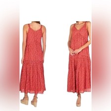 ANTHROPOLOGIE / JOIE Wom. Smal Tea Rose Pink Sleeveless Tiered Ruffle Maxi Dress