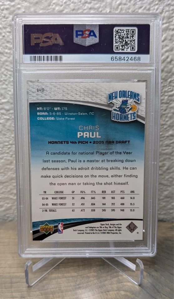 CHRIS PAUL RC PSA 10 GEM MINT 2005 SP Game Used #149 SN /999 Rookie Card - Image 2 of 2
