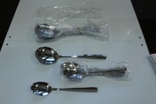 13 Piece Flatware Lot Unmarked 8 Table Soup Spoons  5 Large Serving Spoons
