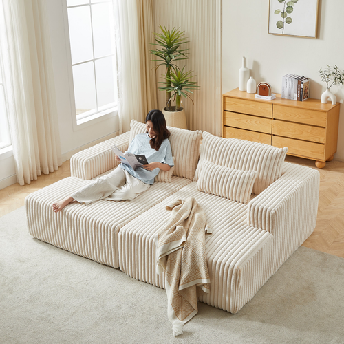 87" Oversized Sectional Lounge Chaise,No Assembly Required,Cloud Plush Loveseat - Picture 6 of 18