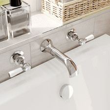 White Topaz Lever Handles Wall Mounted Bath Lever Handle Stop Start Taps