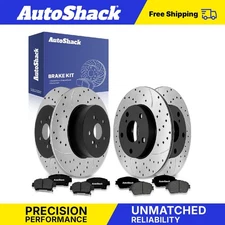 Front Rear Drilled Slotted Brake Rotors Premium Ceramic Pads for Toyota Sienna