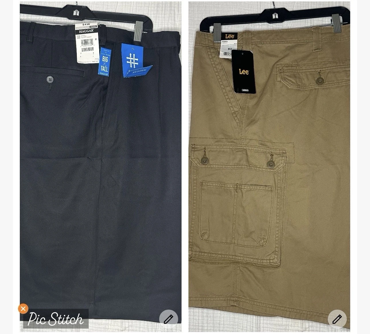 2 Pairs-Mens Big Tall SHORTS- Haggar Cool 18 Pro-Lee Relaxed Cargo- NWT-54W/54
