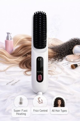 RoVTS S2 Hair Straightener Comb Super Fast Heating Frizz Control 200°C White/Bl 