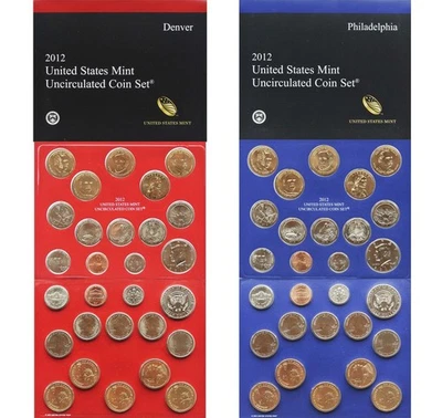 USA Münzen US uncirculated Coin Set 2012 Kursmünzen Satz Denver + Philadelphia - Bild 1 von 4