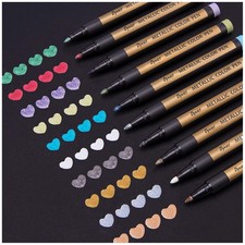 Metallic Marker Pens - Set of 10 Medium Point Metallic Markers for Rock Paint...