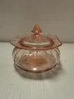 Jeannette Adam Pink Depression Glass Candy Jar Dish With Lid 1932-34 Excellent