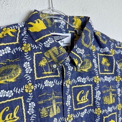 Reyn Spooner UC Berkeley Cal Golden Bears Hawaiian Aloha Shirt Blue Gold 2XL NEW