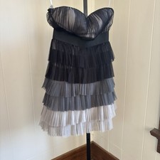 Wet Seal Women M Black Ombre Tule Pleated Ruffle Tiered Indie Sleeze Mini Dress