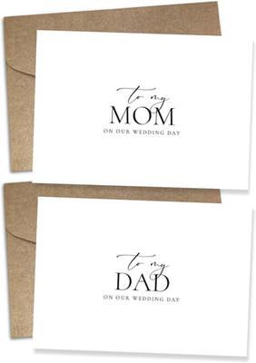 Set of 2 Wedding Day Card for Parents, To My Dad and Mom On Our Wedding Day, Par