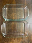Vintage PYREX 232 Clear Glass 11.75 x 7.5 x1.75 Casserole Dish 2Qt Baking Pan X2