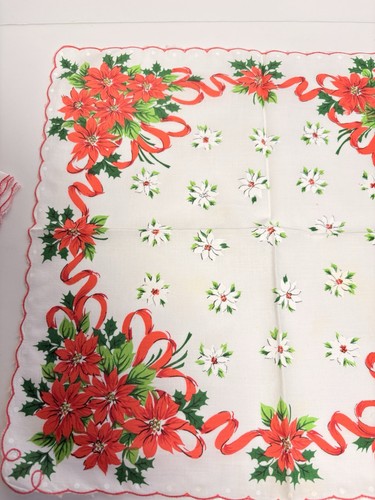 Vintage Weihnachten Stechpalme & Weihnachtsstern Stoffservietten 8er Set - Bild 4 von 6