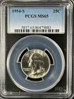 1954-S  25C Washington Quarter Dollar PCGS MS65   80479883