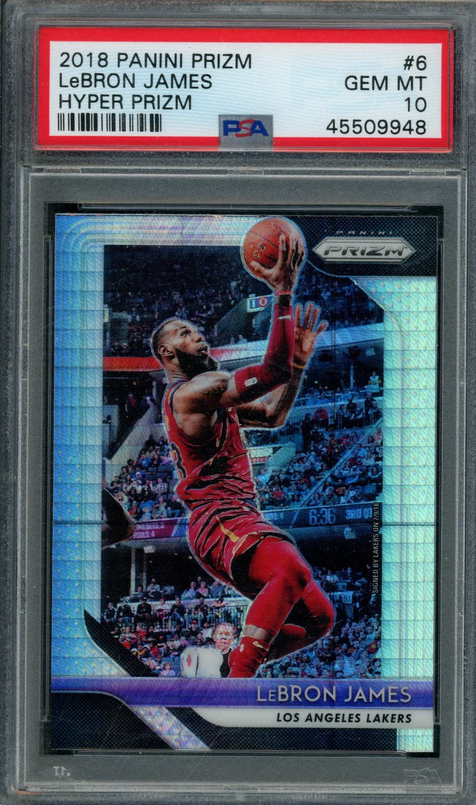 2018 Panini Prizm #6 LeBron James Hyper Prizm PSA 10