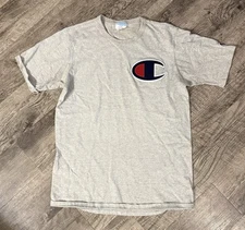 Vintage Champion Big C T-Shirt Short Sleeve 90's Crew Men's L Gray