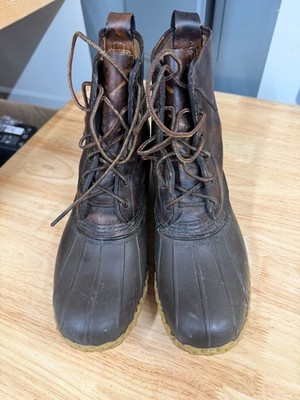 Men's Vintage LL Bean Maine Hunting Shoe Dark Brown Leather Boots Sz 10  USA