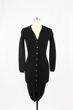 Aritzia WILFRED Cove Black Ribbed Knit V-Neck Long Sleeve Sweater Dress, Size XS