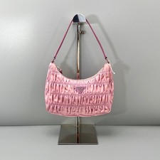 PRADA Hobo Tessuto Nylon Gaufré w/ Saffiano Leather  Ruched Mini Bag PINK