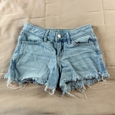 Abercrombie Light Wash Blue Girls 22 Cut Off Distressed Raw Hem Denim Shorts