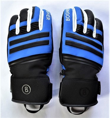 BOGNER HERREN ALEX SKI HANDSCHUHE BLAU SCHWARZ 60% LEDER UVP 250   Gr 8 M NEU