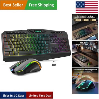 Customizable RGB Gaming Keyboard with 4800 DPI Mouse - Multi-Mode Wireless Elite