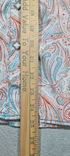 Camicia Panhandle Rough Stock Donna Tg M Blu/Rosso Paisley Perla Ricamata a Scatto - Foto 6 di 9