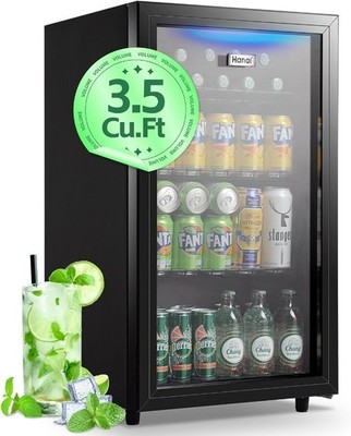 Beverage Refrigerator Cooler 3.5 Cu.Ft 120 Can Mini Fridge Glass Door LED Light