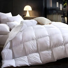 3D Baffle Real Down Comforter Queen 750 Fill-Power Ultra-Soft Down Fluffy & Cozy
