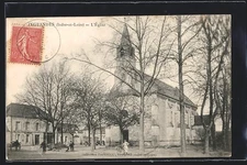 CPA Ingrandes, L´Église entourée d´arbres en hiver 1906 